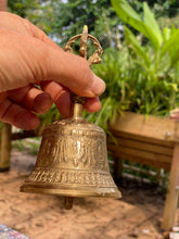 Load image into Gallery viewer, Brass Bell 6 inch Buddhist Nepal Tibetan Prayer Bell Meditation Stress Relief or Sound Therapy.
