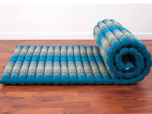 Load image into Gallery viewer, Thai kapok cushion Day bed Roll Out Mattress Foldout Mat relaxation, day bed, camping or Yoga Matt Natural Kapok Filled_ 80 x 200 cm BLUE
