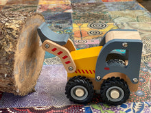 Load image into Gallery viewer, Wooden bobcat excavator with movable parts-large: 15 cm length.

