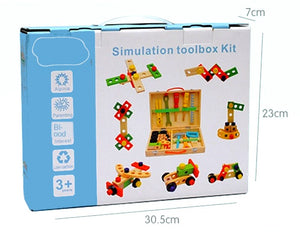 Pretend play tool set Wooden Toolbox Carpenter set in carry case-Beachwood.