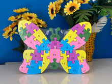 Load image into Gallery viewer, Wooden animal puzzle -Butterfly shaped
