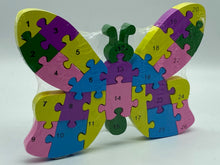 Load image into Gallery viewer, Wooden animal puzzle -Butterfly shaped
