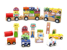 Load image into Gallery viewer, Wooden Block Puzzle Shapes Stacking Train-21 pieces.
