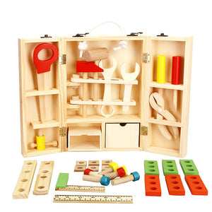 Wooden Tool Box set building and fixing pretend play educational toy