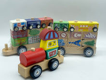 Load image into Gallery viewer, Wooden Block Puzzle Shapes Stacking Train-21 pieces.
