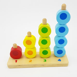 Counting Stacker Wooden Toy Tower shapes Learn to Count Stacker-multi coloured.