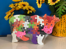 Load image into Gallery viewer, Puzzle for toddlers- Wooden animal themed puzzle  Cow
