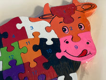 Load image into Gallery viewer, Puzzle for toddlers- Wooden animal themed puzzle  Cow
