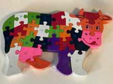 Load image into Gallery viewer, Puzzle for toddlers- Wooden animal themed puzzle  Cow
