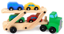 Load image into Gallery viewer, Kids wooden truck toy (Pine) 6 wheels plus movable tray and cars
