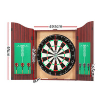 Load image into Gallery viewer, 18&quot; Dartboard Dart Board with Steel Darts Wooden Cabinet Party Game
