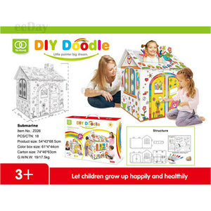 Cardboard Indoor Playhouse - build and decorate kit all in one