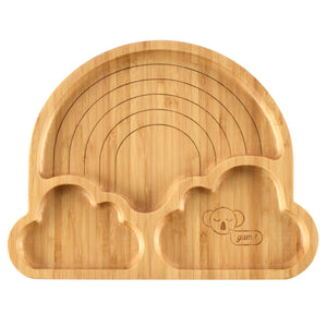 Toddlers mealtime Plate 100% sustainable bamboo-Rainbow Plate with Suction