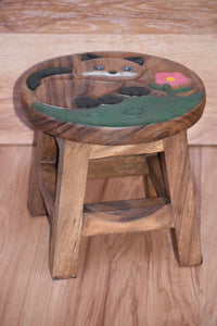 Children's Wooden Stool CAT Themed Chair Toddlers Step sitting Stool