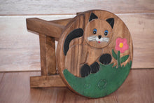 Load image into Gallery viewer, Children&#39;s Wooden Stool CAT Themed Chair Toddlers Step sitting Stool
