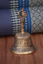 Load image into Gallery viewer, Brass Bell 6 inch 14 cm Buddhist Nepal Tibetan Prayer Bell Meditation Stress Relief or Sound Therapy
