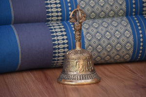 Brass Bell 6 inch 14 cm Buddhist Nepal Tibetan Prayer Bell Meditation Stress Relief or Sound Therapy