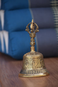 Brass Bell 6 inch 14 cm Buddhist Nepal Tibetan Prayer Bell Meditation Stress Relief or Sound Therapy