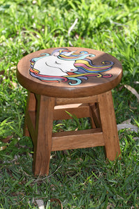 Children's Wooden Stool Unicorn Chair Toddler Step Stool furniture.