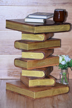 Load image into Gallery viewer, Side Table, corner Stool, Plant Stand Raintree Wood Natural Finish-Book Stack stool-Gold leaf Pages
