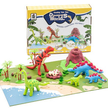 Load image into Gallery viewer, Dinosaur Modeling clay build kit-set of 5 Dinosaurs to build.
