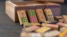 Load image into Gallery viewer, Dominoes Game wood Set 91 pieces Handmade Dominoes in Gift box
