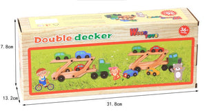 Kids wooden truck toy (Pine) 6 wheels plus movable tray and cars