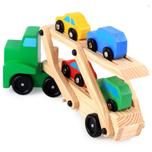 Load image into Gallery viewer, Kids wooden truck toy (Pine) 6 wheels plus movable tray and cars
