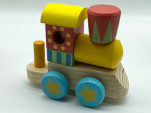 Load image into Gallery viewer, Wooden Block Puzzle Shapes Circus Elephant Stacking Train-12 shaped blocks.
