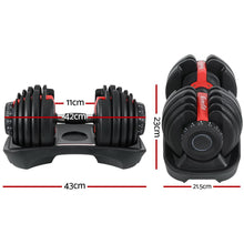 Load image into Gallery viewer, Everfit 24kg Adjustable Dumbbell Set Weight Dumbbells Plates Gym Exercise Fitness
