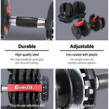 Load image into Gallery viewer, Everfit 24kg Adjustable Dumbbell Set Weight Dumbbells Plates Gym Exercise Fitness
