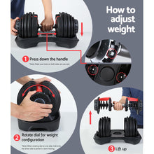 Load image into Gallery viewer, Everfit 24kg Adjustable Dumbbell Set Weight Dumbbells Plates Gym Exercise Fitness
