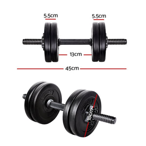 Everfit 12KG Dumbbell Set Dumbbells Weight Plates Home Gym Fitness Exercise