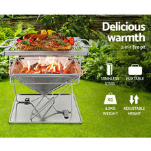 Load image into Gallery viewer, Grillz Camping Fire Pit BBQ Portable Folding Stainless Steel Stove Outdoor Pits
