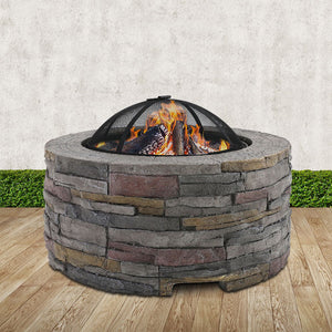 Grillz Fire Pit Outdoor Table Charcoal Fireplace Garden Firepit Heater