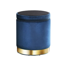 Load image into Gallery viewer, Artiss Foot Stool Round Velvet Storage Ottoman Foot Rest Pouffe Footstool Navy
