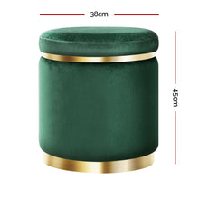 Load image into Gallery viewer, Artiss Ottoman Round Velvet Foot Stool Foot Rest Pouffe Padded Seat Pouf Green
