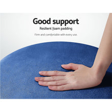 Load image into Gallery viewer, Artiss Foot Stool Round Velvet Ottoman Foot Rest Pouf Padded Seat Footstool Navy
