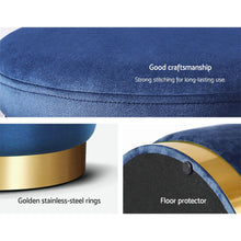 Load image into Gallery viewer, Artiss Foot Stool Round Velvet Ottoman Foot Rest Pouf Padded Seat Footstool Navy
