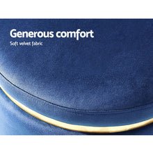 Load image into Gallery viewer, Artiss Foot Stool Round Velvet Ottoman Foot Rest Pouf Padded Seat Footstool Navy
