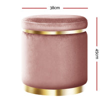 Load image into Gallery viewer, Artiss Round Velvet Foot Stool Ottoman Foot Rest Pouffe Padded Seat Pouf Pink
