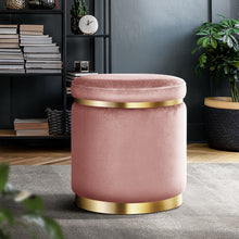 Load image into Gallery viewer, Artiss Round Velvet Foot Stool Ottoman Foot Rest Pouffe Padded Seat Pouf Pink
