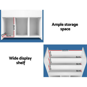 Keezi Kids Bookcase Childrens Bookshelf Display Cabinet Toys Storage Organizer