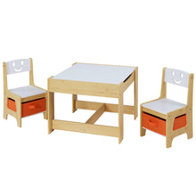 Load image into Gallery viewer, Keezi 3PCS Kids Table and Chairs Set Activity Chalkboard Toys Storage Box Desk
