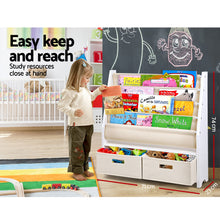 Load image into Gallery viewer, Keezi 4 tier Kids Bookshelf Wooden Bookcase Children Toy Organiser Display Rack
