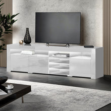 Load image into Gallery viewer, Artiss TV Cabinet Entertainment Unit Stand RGB LED Gloss 3 Doors 180cm White
