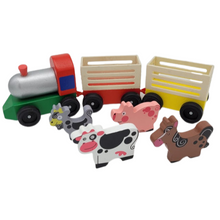 Load image into Gallery viewer, Train Wooden toy with wooden Animals Train NEW kids classic train play toy
