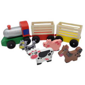 Train Wooden toy with wooden Animals Train NEW kids classic train play toy