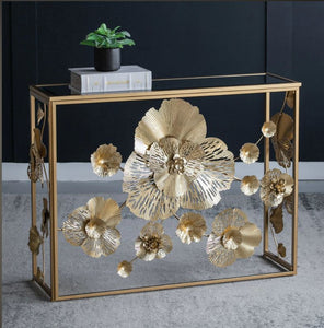 FLORET MIRRORED METAL CONSOLE TABLE