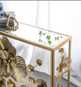 FLORET MIRRORED METAL CONSOLE TABLE